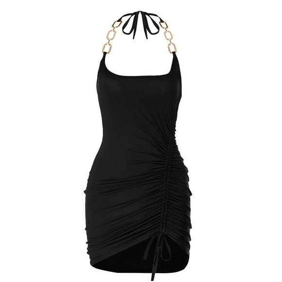 Chain strap mini dress! Size small! Color: BLACK - Picture 2 of 4